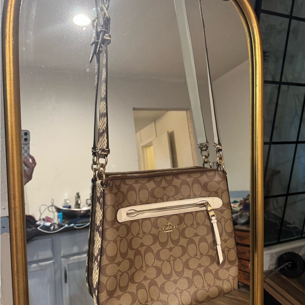 Coach Mae File Brown Signature Crossbody Bag